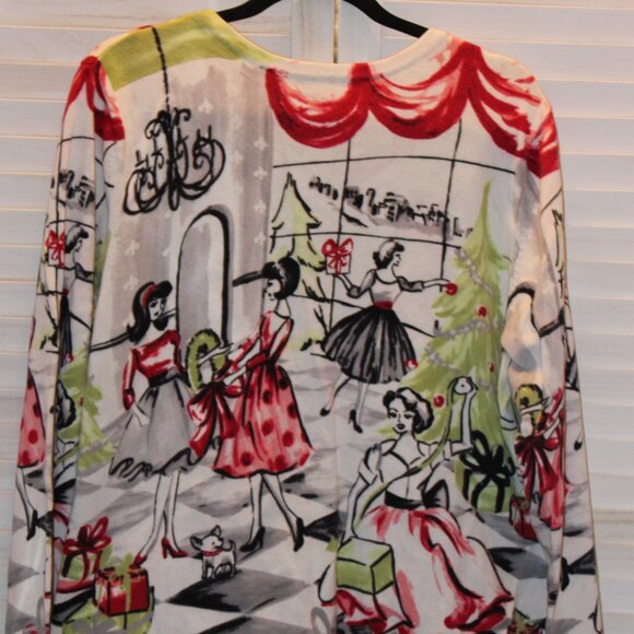 CJ Banks button up cardigan Girls decorating for Christmas 1X - Picture 8 of 9